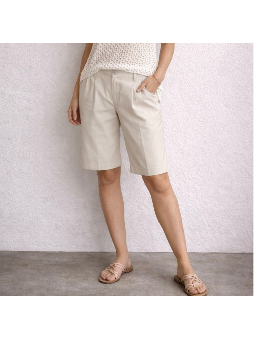 Women's Lizgolf Beige Khaki Shorts Size 6 Preppy Summer Resort Bermuda Golf - Picture 2 of 10